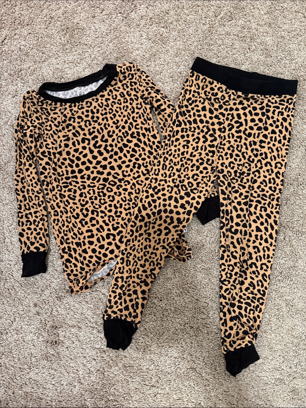 Little Sleepies Leopard Print Pajama Set - Tan and Black